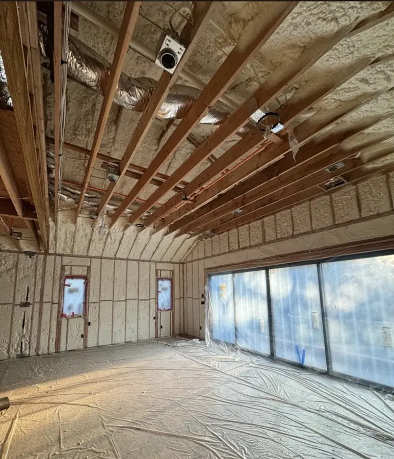Interior walls and ceiling insulated with spray foam during new construction in View Park-Windsor Hills
